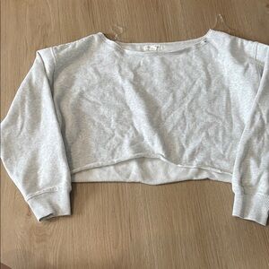 Light Gray Cropped Off the shoulder  Sweatshirt - Women